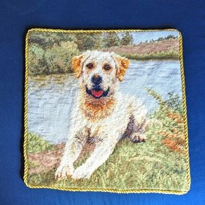 Handcrafted Golden Retriever Needlepoint Pillow Cover